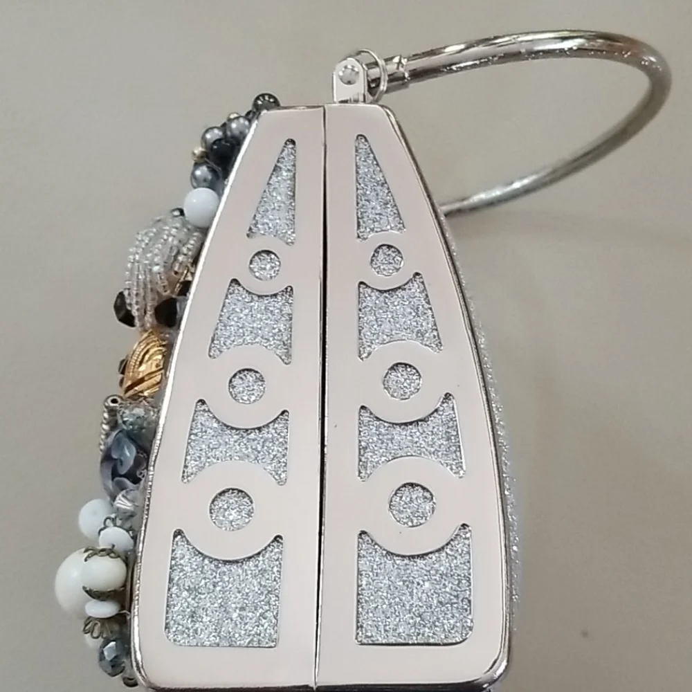 NWT Repurposed Vintage Jewelry Collage Beaded Metal Frame Handbag - Picture 11 of 16